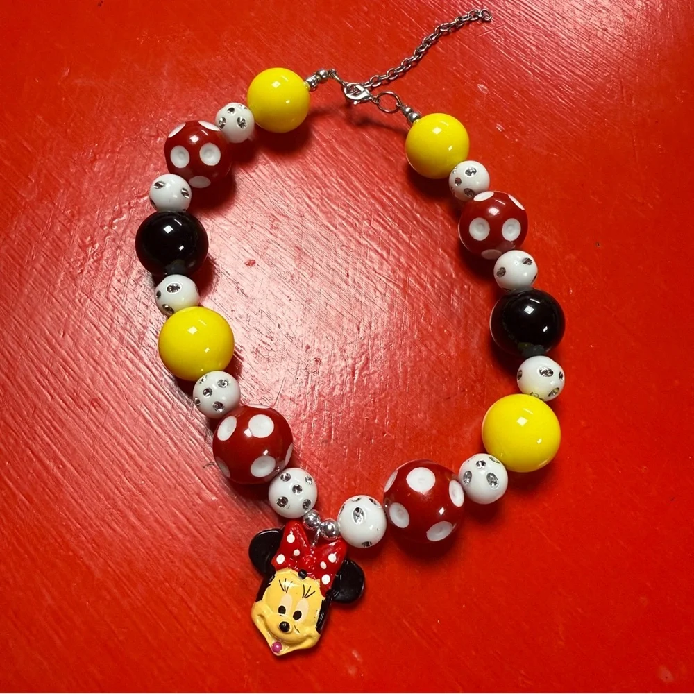 MINNIE MOUSE JEWELRY 2 necklaces and one bracelet